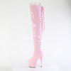 ADORE-3063 - Plateau Overknee Stiefel - Rosa Lack von Pleaser – Ansicht 3