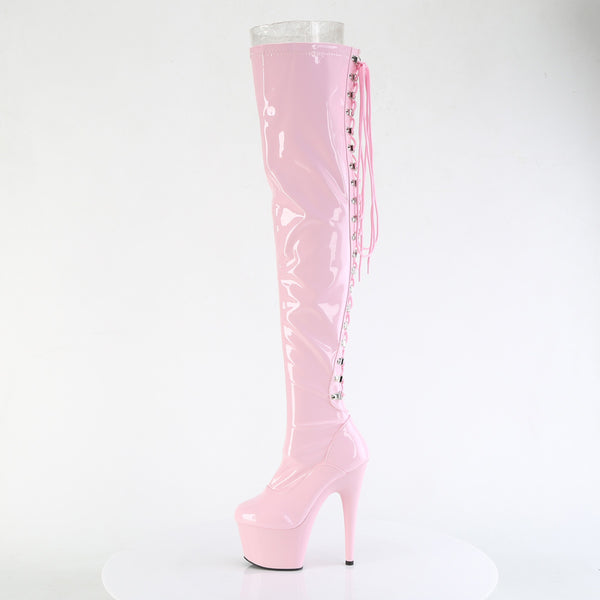 ADORE-3063 - Plateau Overknee Stiefel - Rosa Lack von Pleaser – Ansicht 3