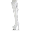 ADORE-3063 - Plateau Overknee Stiefel - Weiß Lack von Pleaser – Ansicht 3