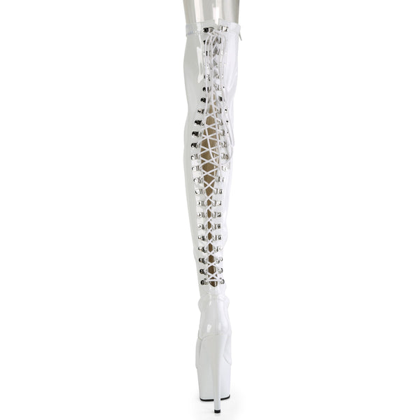 ADORE-3063 - Plateau Overknee Stiefel - Weiß Lack von Pleaser – Ansicht 4