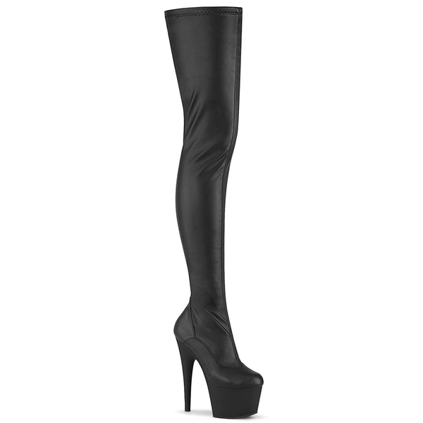 ADORE-4000 Plateau Overknee Stiefel Schwarz Matt Stretch | Pleaser