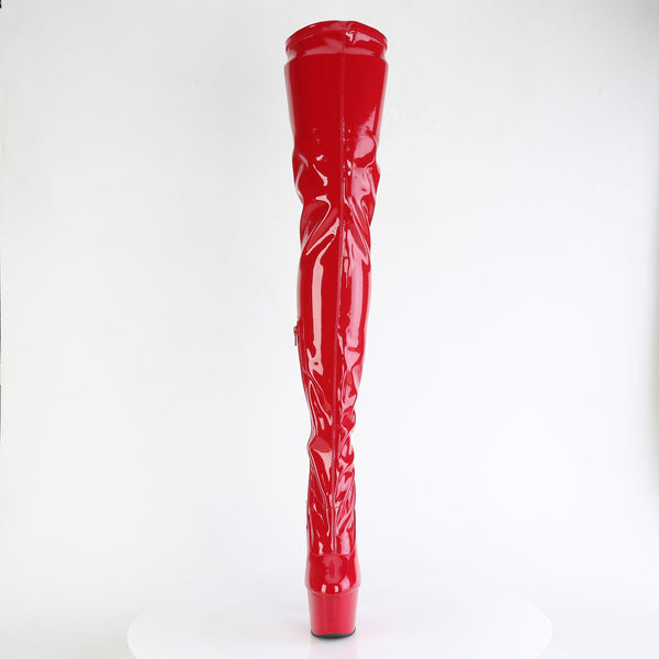 ADORE-4000 Plateau Overknees Stiefel - Rot Lack von Pleaser – Ansicht 2