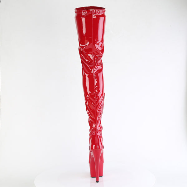 ADORE-4000 Plateau Overknees Stiefel - Rot Lack von Pleaser – Ansicht 4