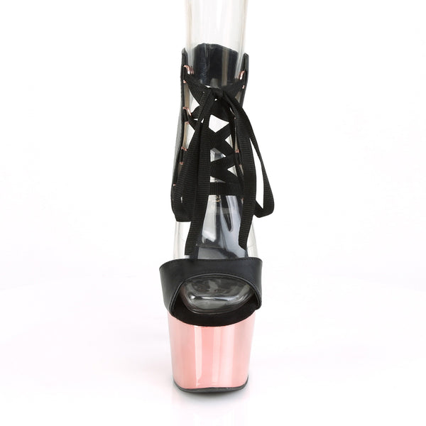 ADORE-700-14 Plateau Sandaletten Schwarz/Rose Gold | Pleaser