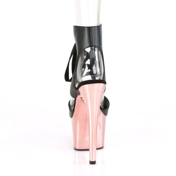 ADORE-700-14 Plateau Sandaletten Schwarz/Rose Gold | Pleaser