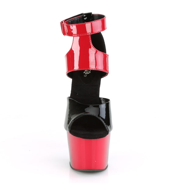 ADORE-700-16 Plateau Sandaletten Lack Schwarz/Rot | Pleaser