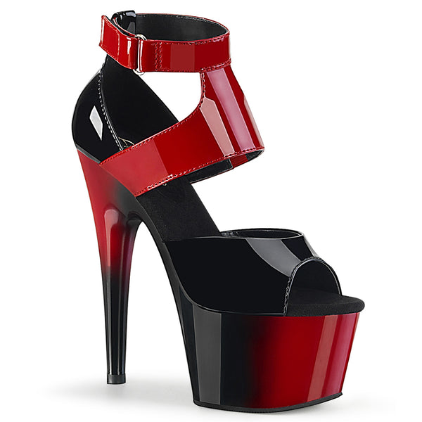 ADORE-700-16 Plateau Sandaletten Lack Schwarz/Rot | Pleaser