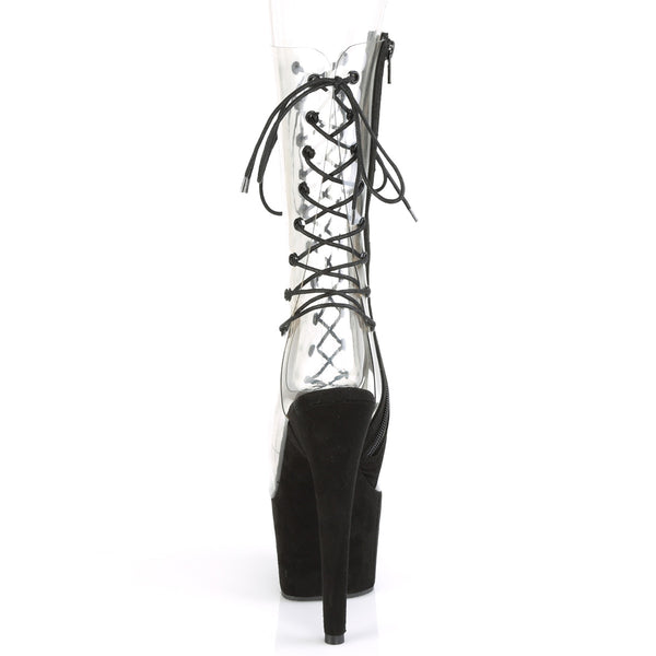 ADORE-700-60FS Plateau Stiefeletten Transparent/Schwarz | Pleaser