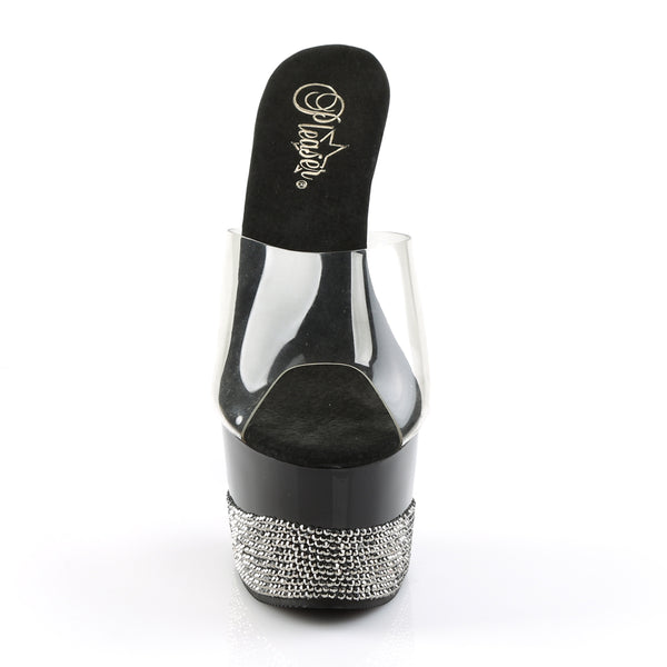 ADORE-701-3 Plateau Pantoletten Transparent/Schwarz Strass von Pleaser – Ansicht 2