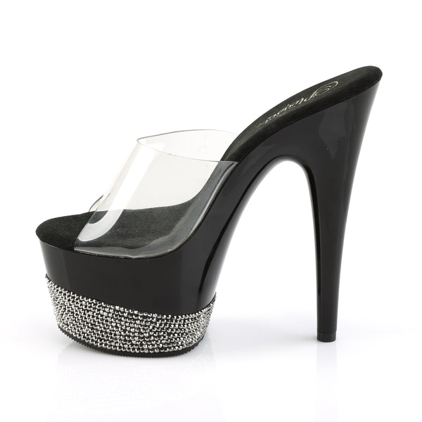 ADORE-701-3 Plateau Pantoletten Transparent/Schwarz Strass von Pleaser – Ansicht 3