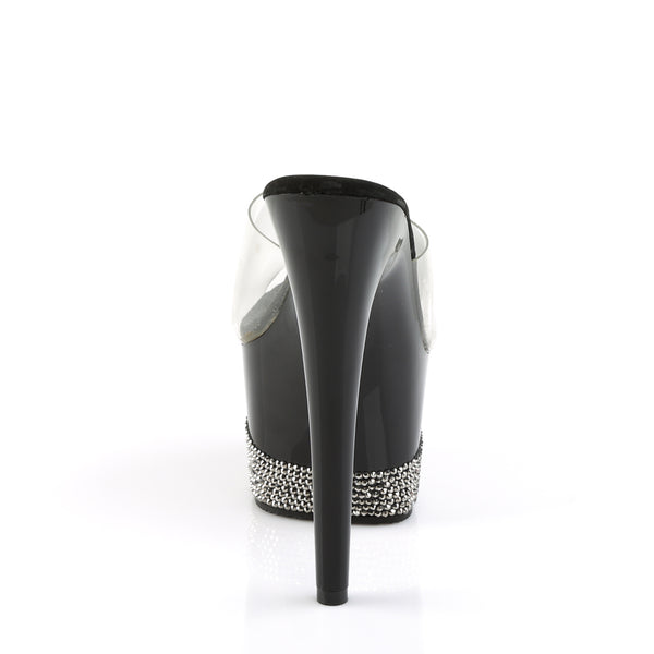 ADORE-701-3 Plateau Pantoletten Transparent/Schwarz Strass von Pleaser – Ansicht 4