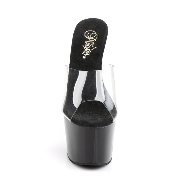 ADORE-701 Plateau Pantoletten Transparent/Schwarz von Pleaser – Ansicht 2