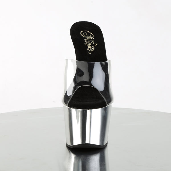ADORE-701 Plateau Pantoletten Silber | Pleaser