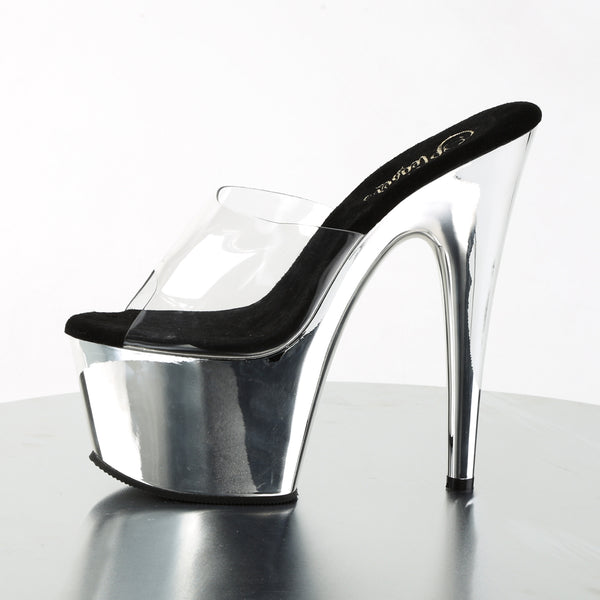 ADORE-701 Plateau Pantoletten Silber | Pleaser