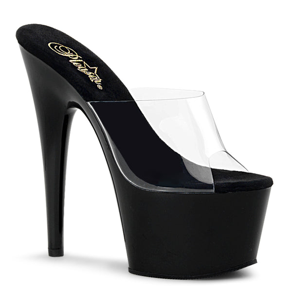 ADORE-701 Plateau Pantoletten Transparent/Schwarz von Pleaser