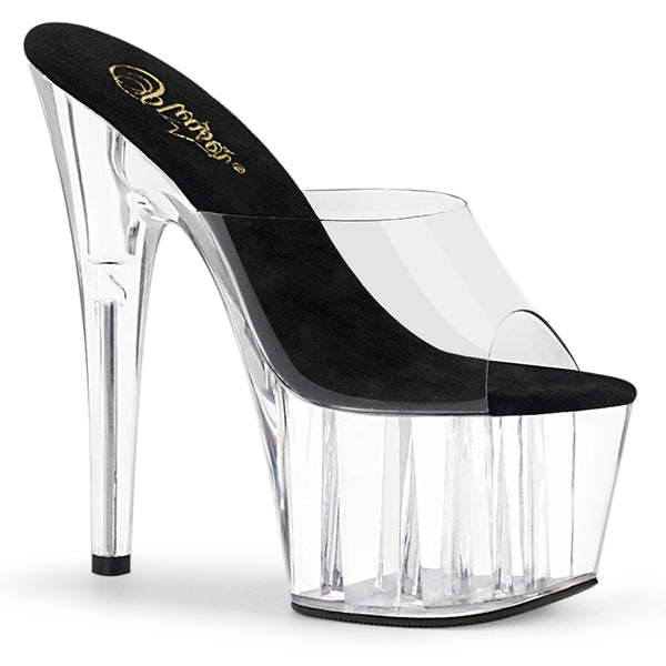 ADORE-701 Plateau Pantoletten Schwarz/Transparent | Pleaser