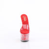 ADORE-701FL Plateau Pantoletten Rot Transparent Rosen von Pleaser – Ansicht 2