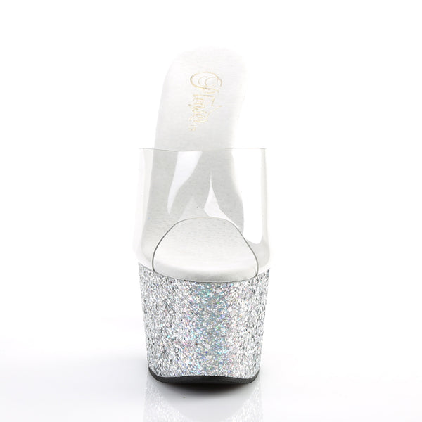 ADORE-701LG Plateau Pantoletten Silber von Pleaser – Ansicht 2