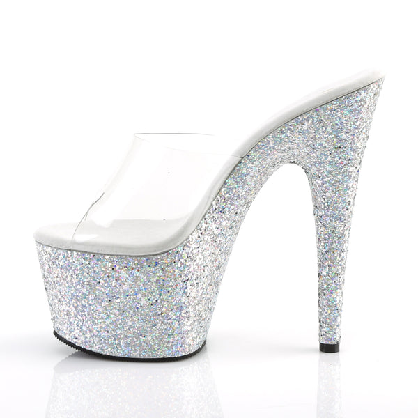 ADORE-701LG Plateau Pantoletten Silber von Pleaser – Ansicht 3
