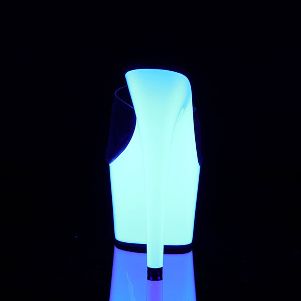 ADORE-701UV Plateau Pantoletten - Neon Weiß UV von Pleaser – Ansicht 4