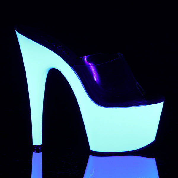 ADORE-701UV Plateau Pantoletten - Neon Weiß UV von Pleaser – Ansicht 5