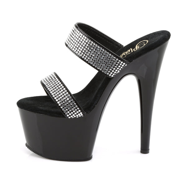 ADORE-702-2 Plateau Pantoletten von Lack Schwarz | Pleaser – Ansicht 3