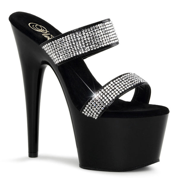 ADORE-702-2 Plateau Pantoletten von Lack Schwarz | Pleaser