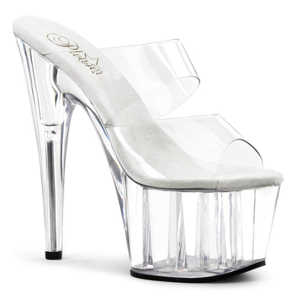 ADORE-702 Plateau Pantoletten transparent von Pleaser