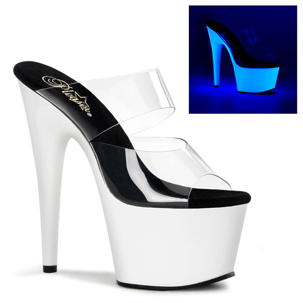 ADORE-702UV Plateau Pantoletten Neon Weiß UV von Pleaser
