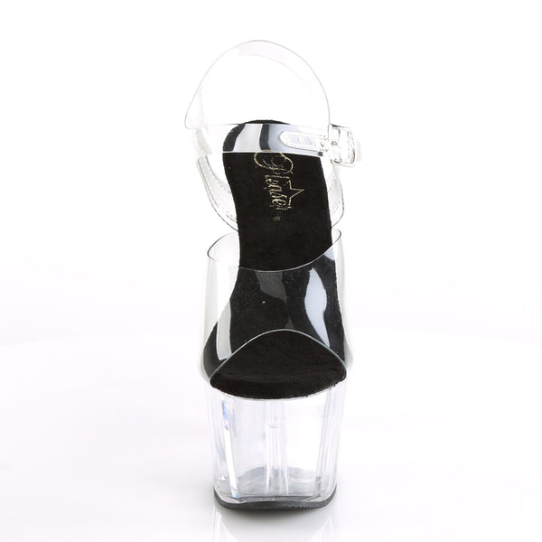 ADORE-708 Plateau Sandaletten Schwarz/Transparent | Pleaser