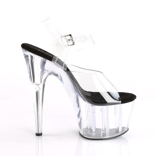 ADORE-708 Plateau Sandaletten Schwarz/Transparent | Pleaser