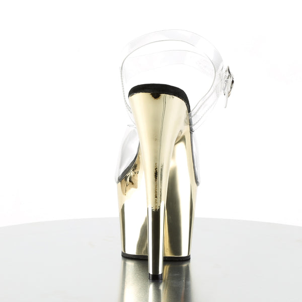 ADORE-708 Plateau Sandaletten Transparent/Gold | Pleaser