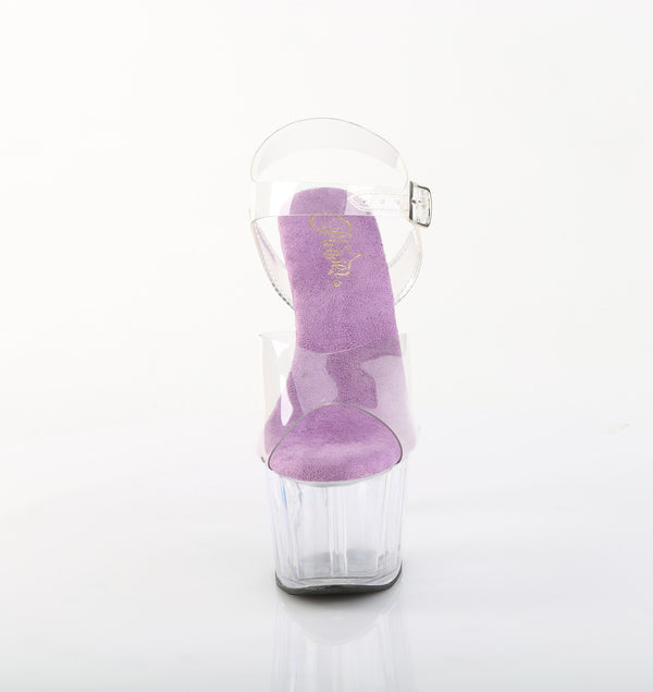 ADORE-708 Plateau Sandaletten Transparent/Lila | Pleaser