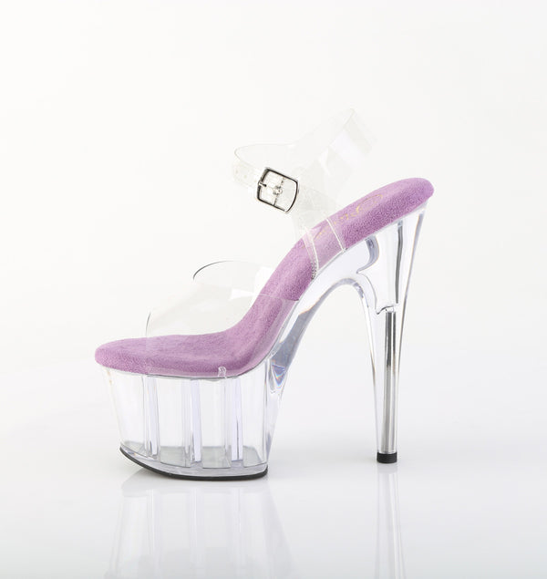 ADORE-708 Plateau Sandaletten Transparent/Lila | Pleaser