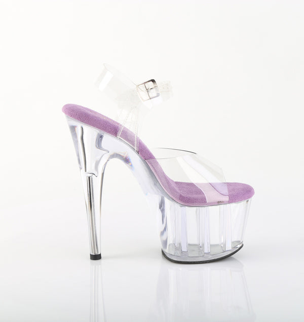 ADORE-708 Plateau Sandaletten Transparent/Lila | Pleaser