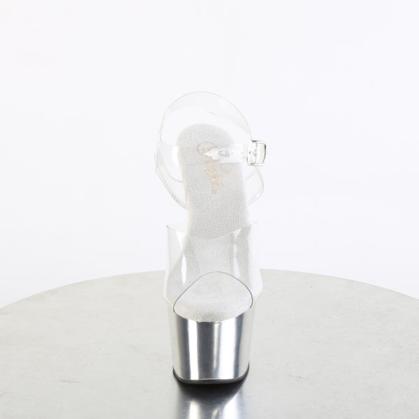 ADORE-708 Sandalette Plateauschuhe Silber | Pleaser