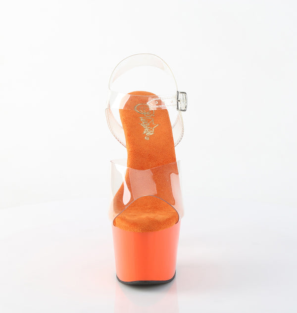 ADORE-708 Plateau Sandaletten Orange Lack von Pleaser – Ansicht 2