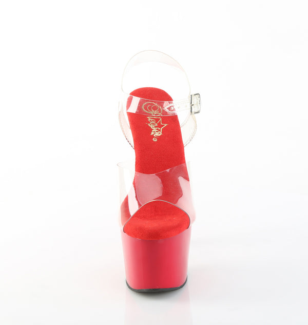 ADORE-708 Plateau Sandaletten Rot Lack von Pleaser – Ansicht 2