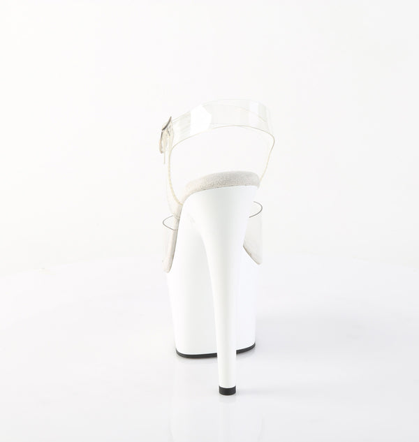 ADORE-708 Plateau Sandaletten Weiß/Transparent | Pleaser