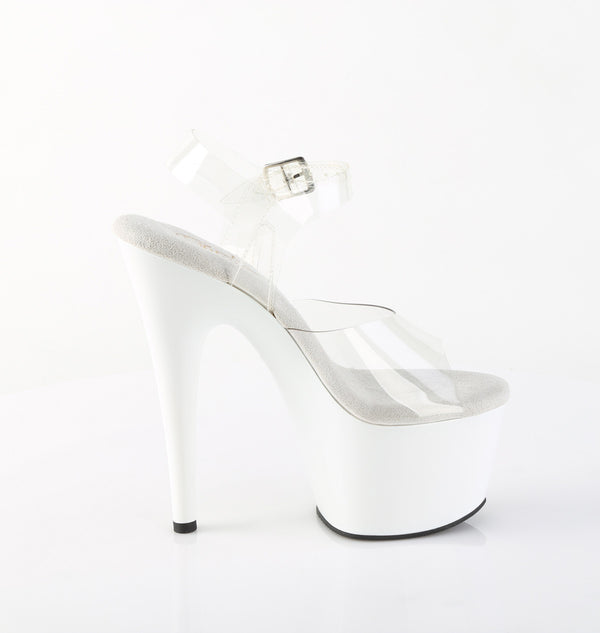 ADORE-708 Plateau Sandaletten Weiß/Transparent | Pleaser