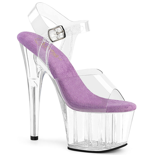 ADORE-708 Plateau Sandaletten Transparent/Lila | Pleaser