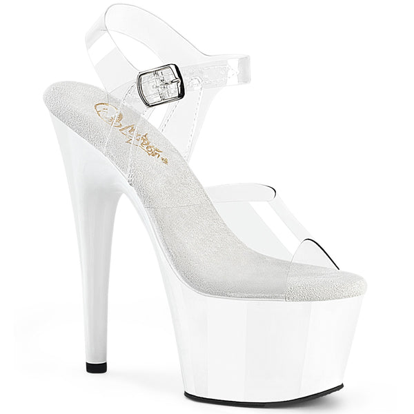 ADORE-708 Plateau Sandaletten Weiß/Transparent | Pleaser