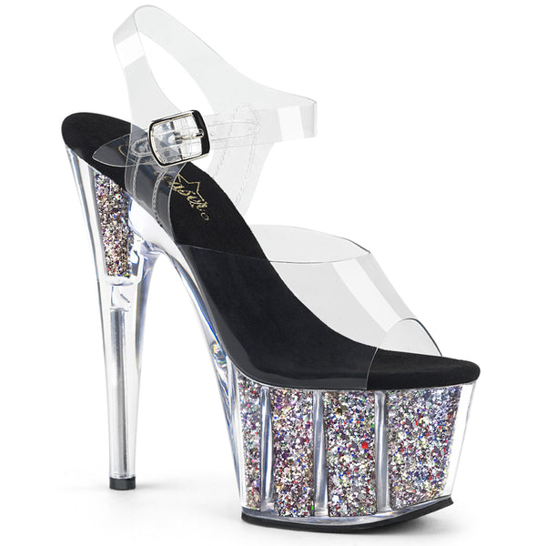 ADORE-708CG Plateau Sandaletten Silber | Pleaser