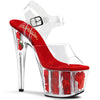 ADORE-708FL Plateau Sandaletten Rot Rosen | Pleaser