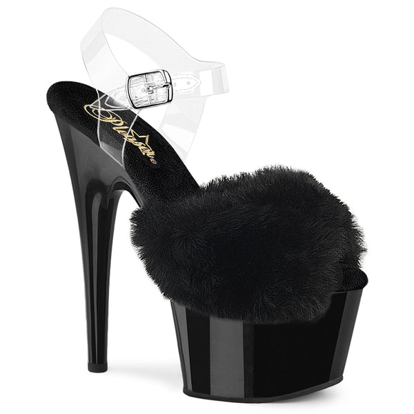 ADORE-708FUR Sandalette Plateauschuhe Schwarz von Pleaser