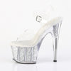 ADORE-708G Plateau Sandaletten - Silber Glitter | Pleaser