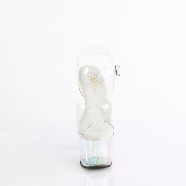 ADORE-708HT - Plateau High Heel Sandaletten - Transparent/Schimmer von Pleaser – Ansicht 2