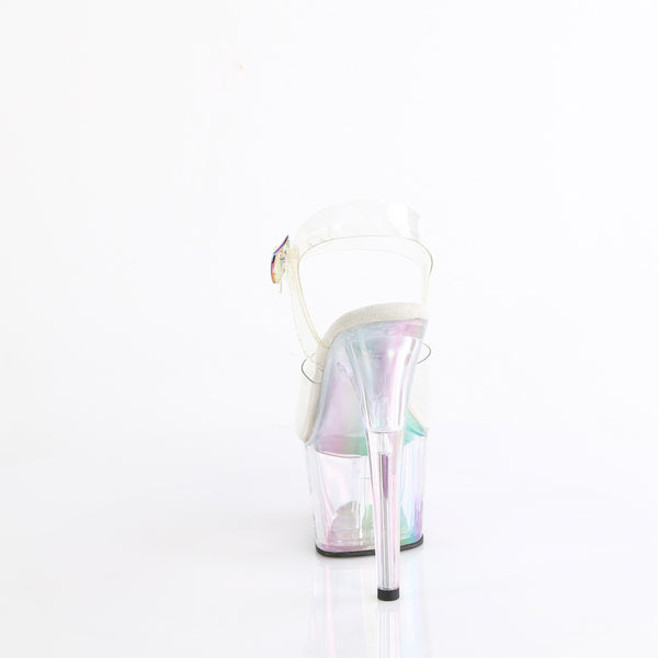 ADORE-708HT - Plateau High Heel Sandaletten - Transparent/Schimmer von Pleaser – Ansicht 4