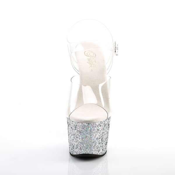 ADORE-708LG Plateau Sandaletten Silber | Pleaser