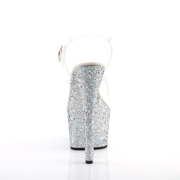 ADORE-708LG Plateau Sandaletten Silber | Pleaser